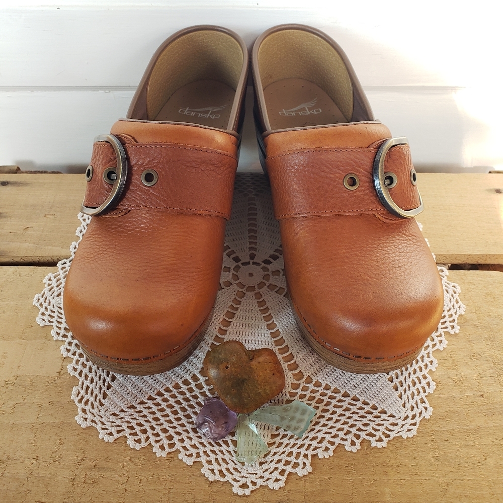 🌿FLASH🌟SALE🌿Tan Dansko Pro Pearson Honey Clogs Tumbled Buckle Boho Prairie ♡ - Picture 8 of 14